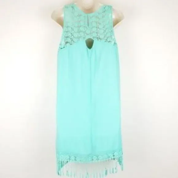 Jodi Kristopher Dress Sleeveless Mint Green Fringe - Picture 16 of 16